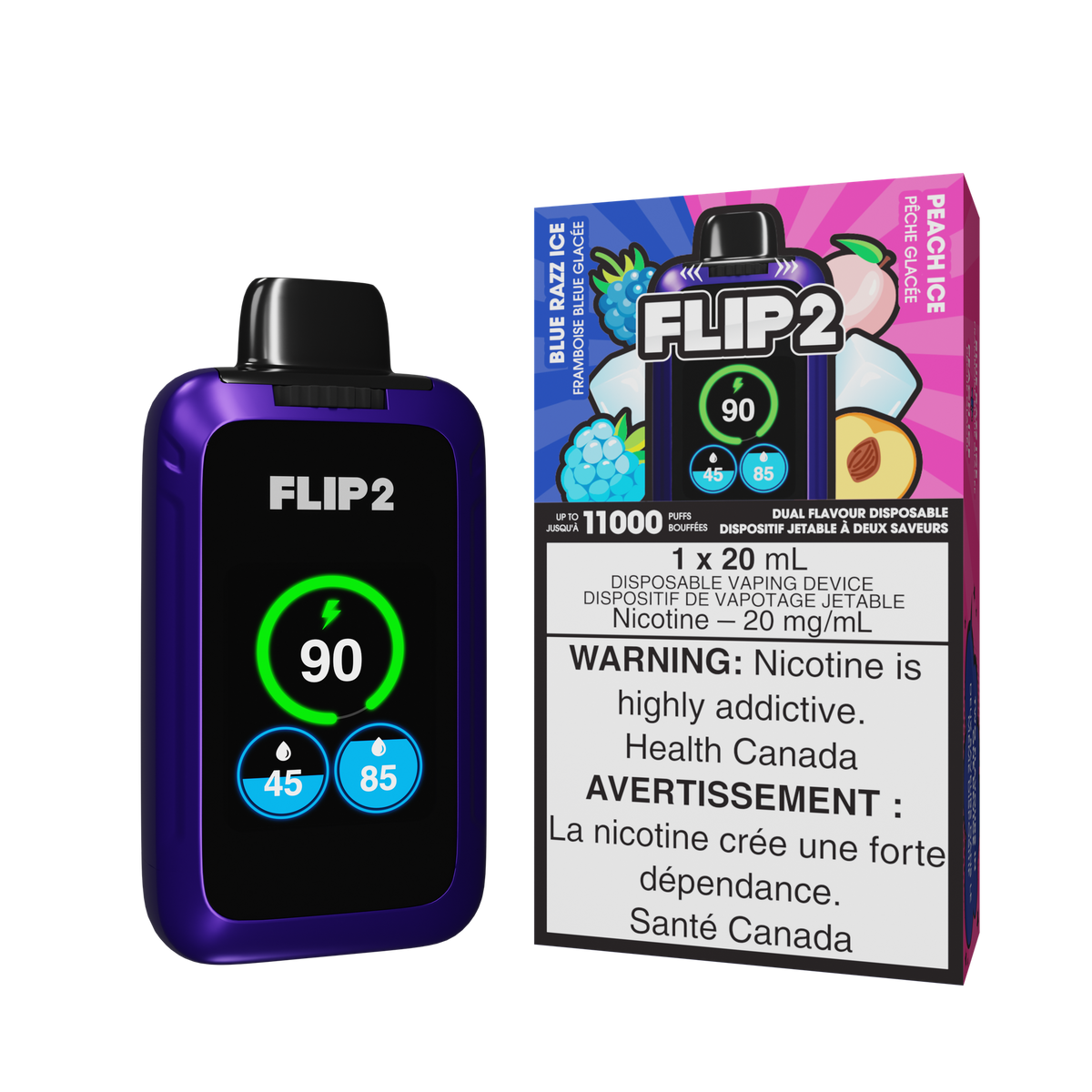 Flip Bar 2 - Blue Razz Ice / Peach Ice (20mL)