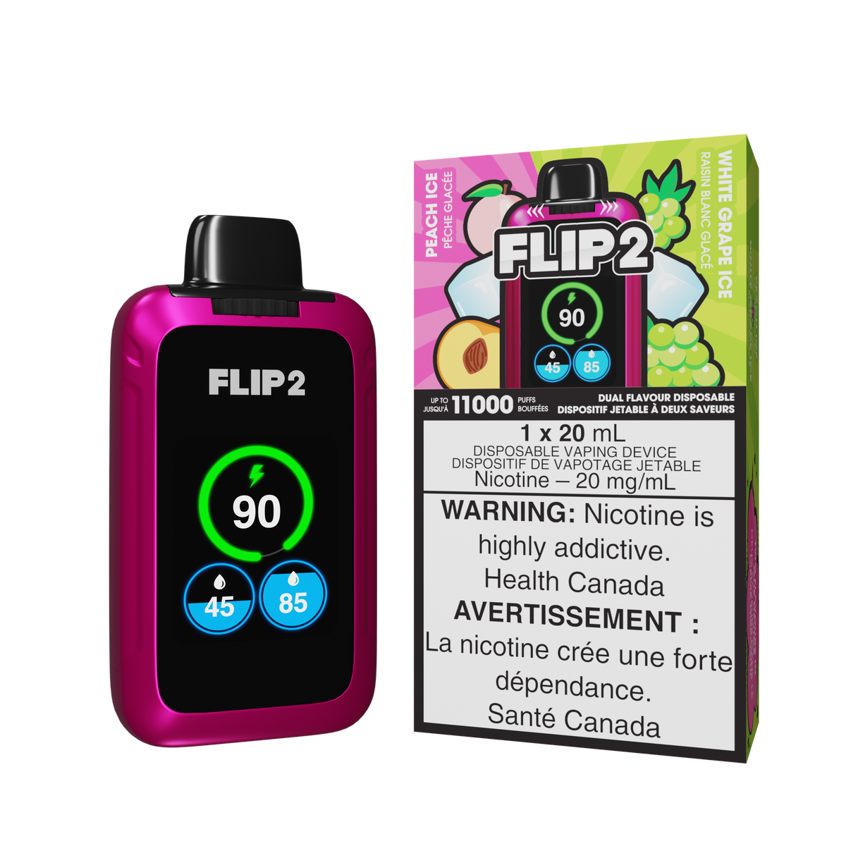 Flip Bar 2 - Peach Ice / White Grape Ice (20mL)