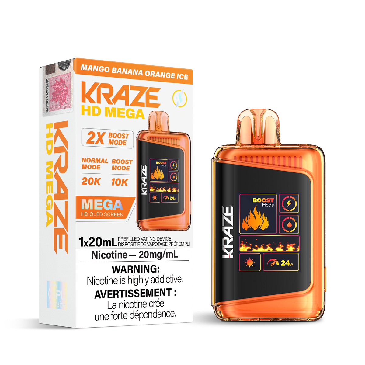 Kraze Hd Mega - Mango Banana Orange Ice (20mL)