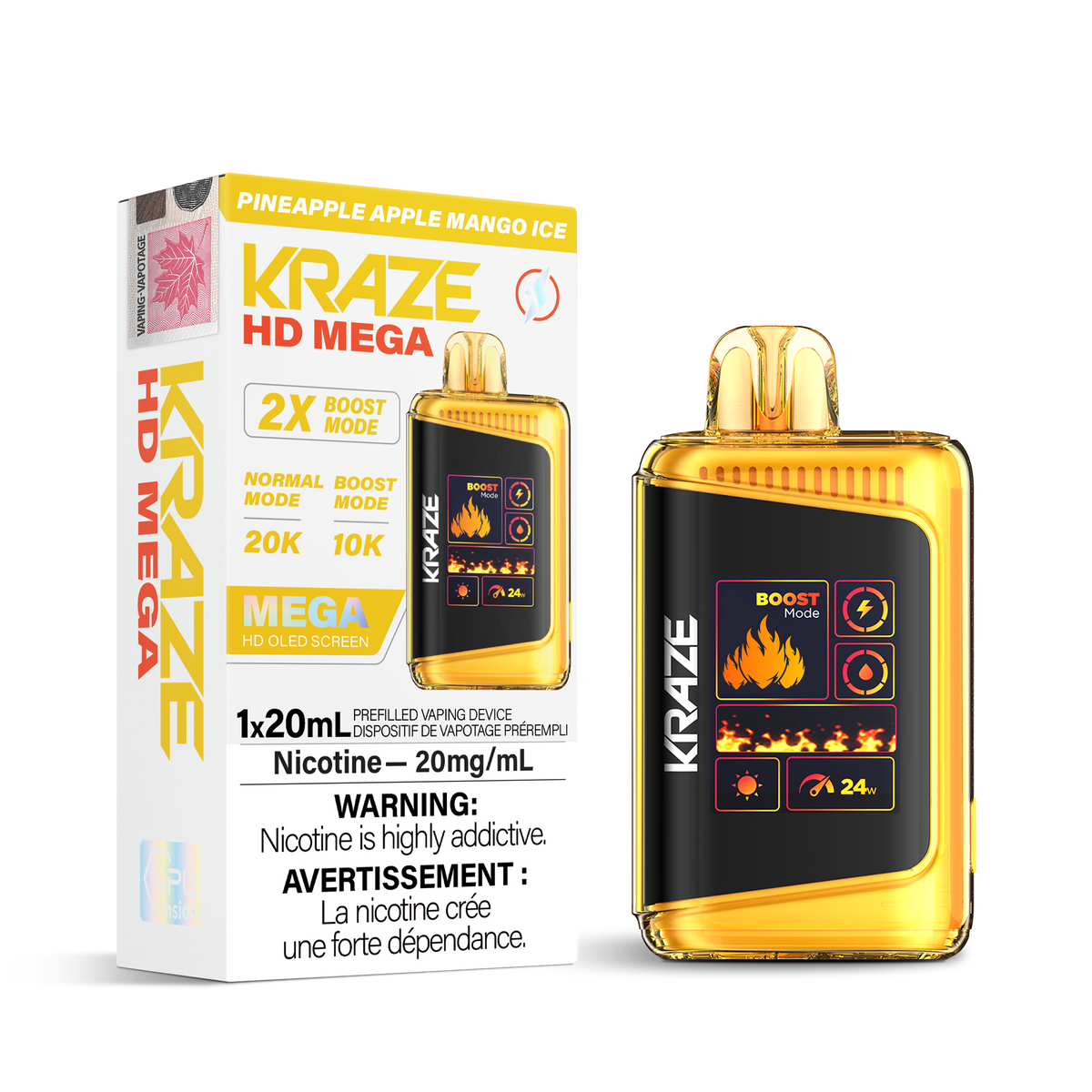 Kraze Hd Mega - Pineapple Apple Mango Ice (20mL)