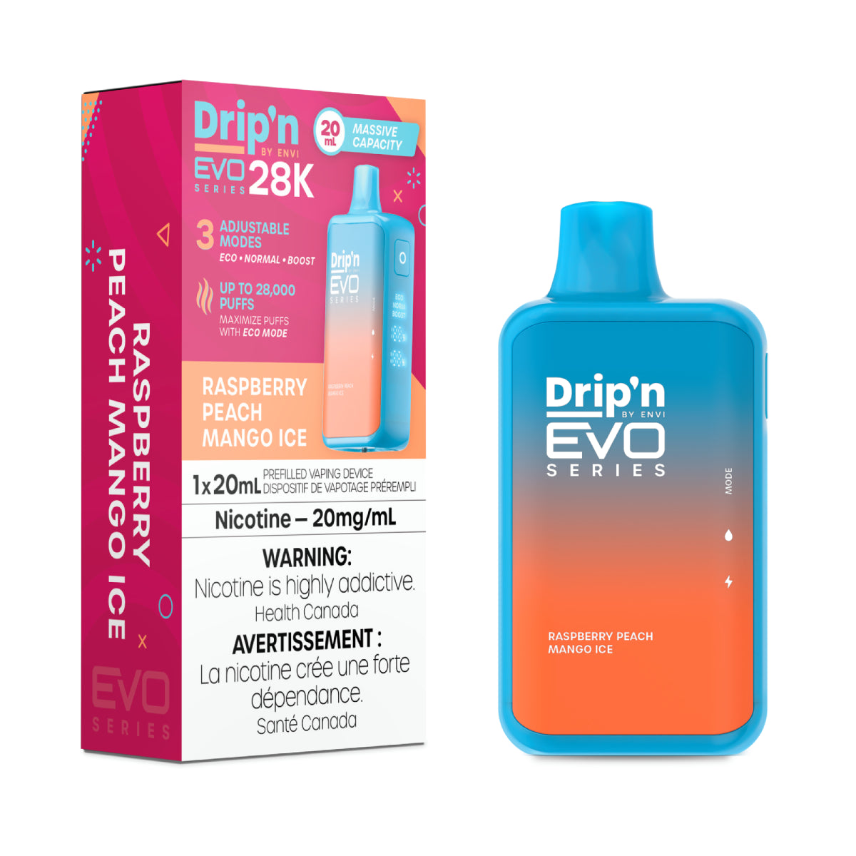 Envi Dripn Evo 28k - Raspberry Peach Mango (20mL)