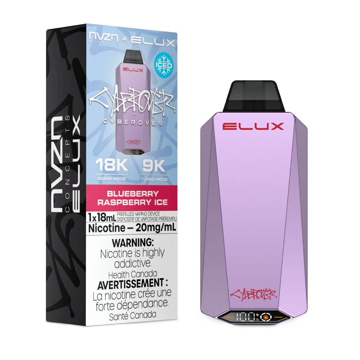 Nvzn Elux Cyberover 18k - Blueberry Raspberry Ice (18mL)