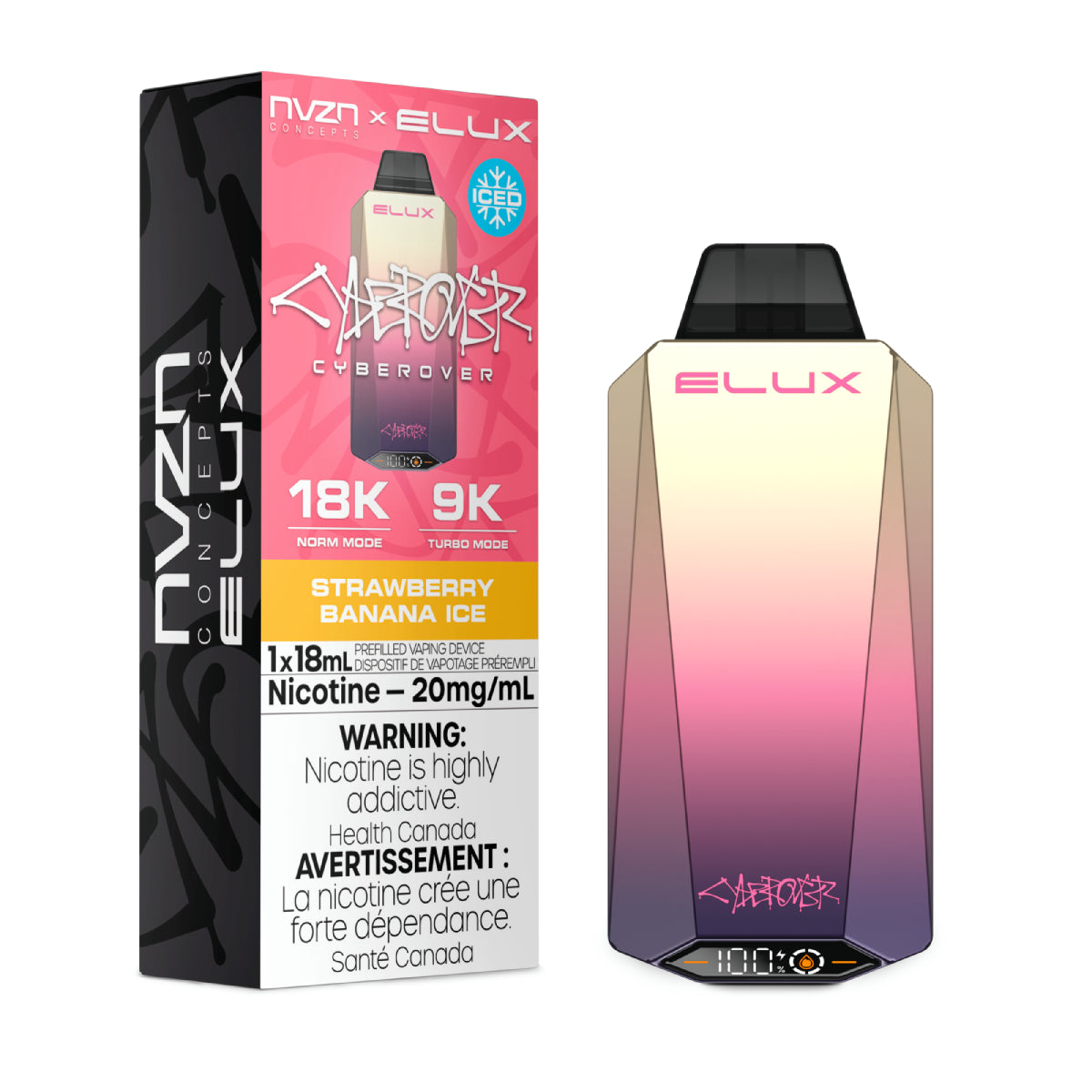 Nvzn Elux Cyberover 18k - Strawberry Banana Ice (18mL)