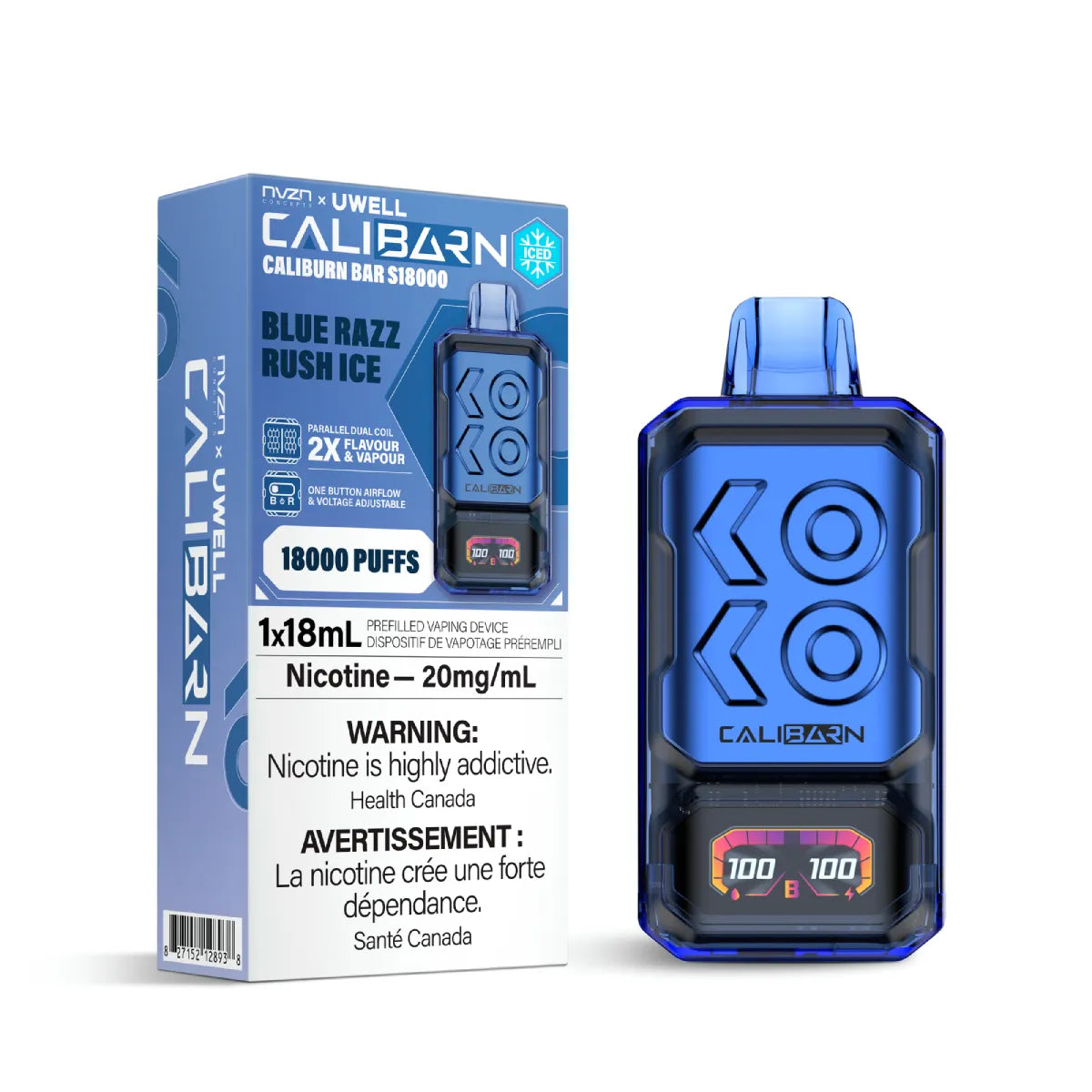 Nvzn x Uwell Caliburn Bar 18k - Blue Razz Rush Ice (18mL)