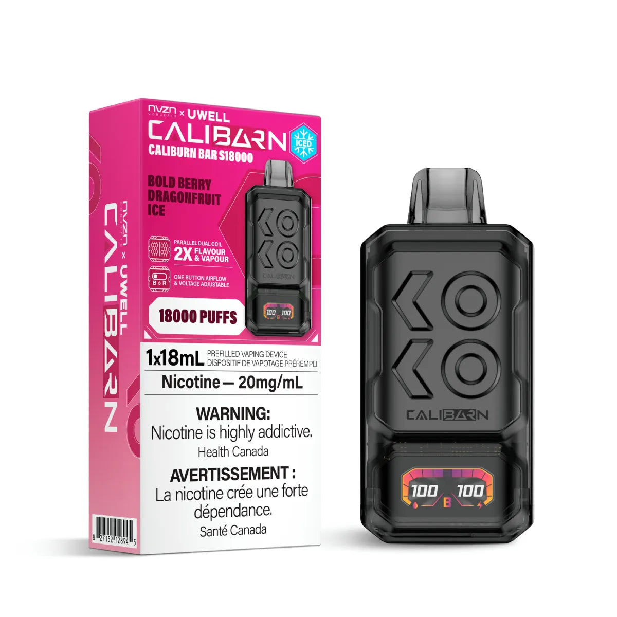 Nvzn x Uwell Caliburn Bar 18k - Bold Berry Dragonfruit Ice (18mL)