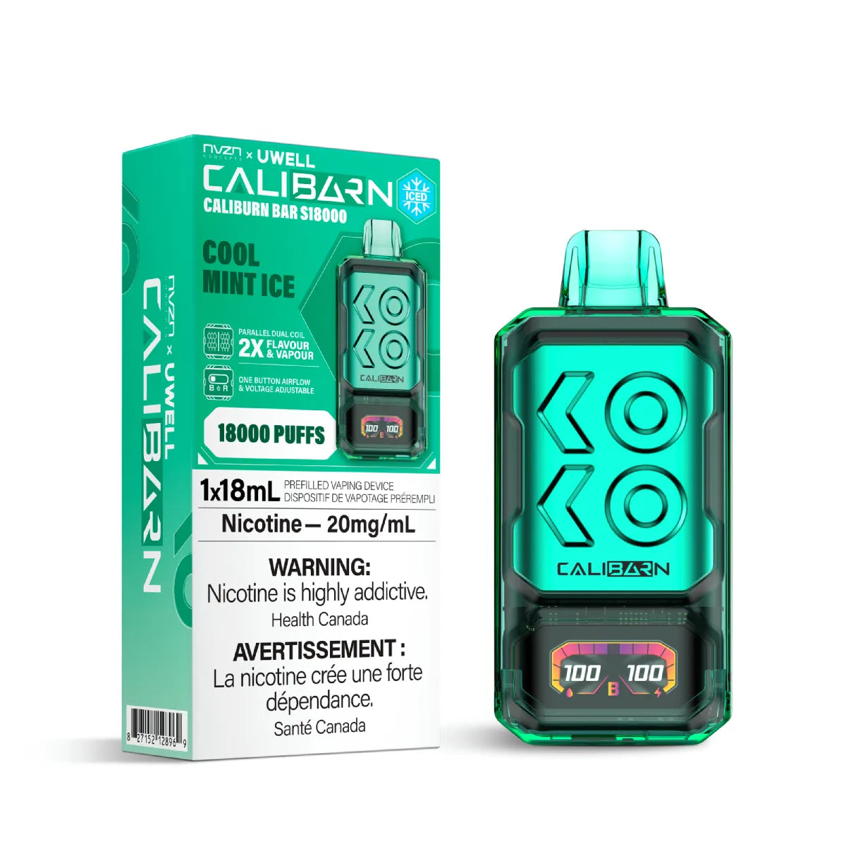 Nvzn x Uwell Caliburn Bar 18k - Cool Mint Ice (18mL)