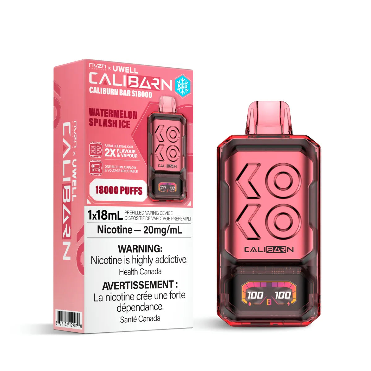 Nvzn x Uwell Caliburn Bar 18k - Watermelon Splash Ice (18mL)